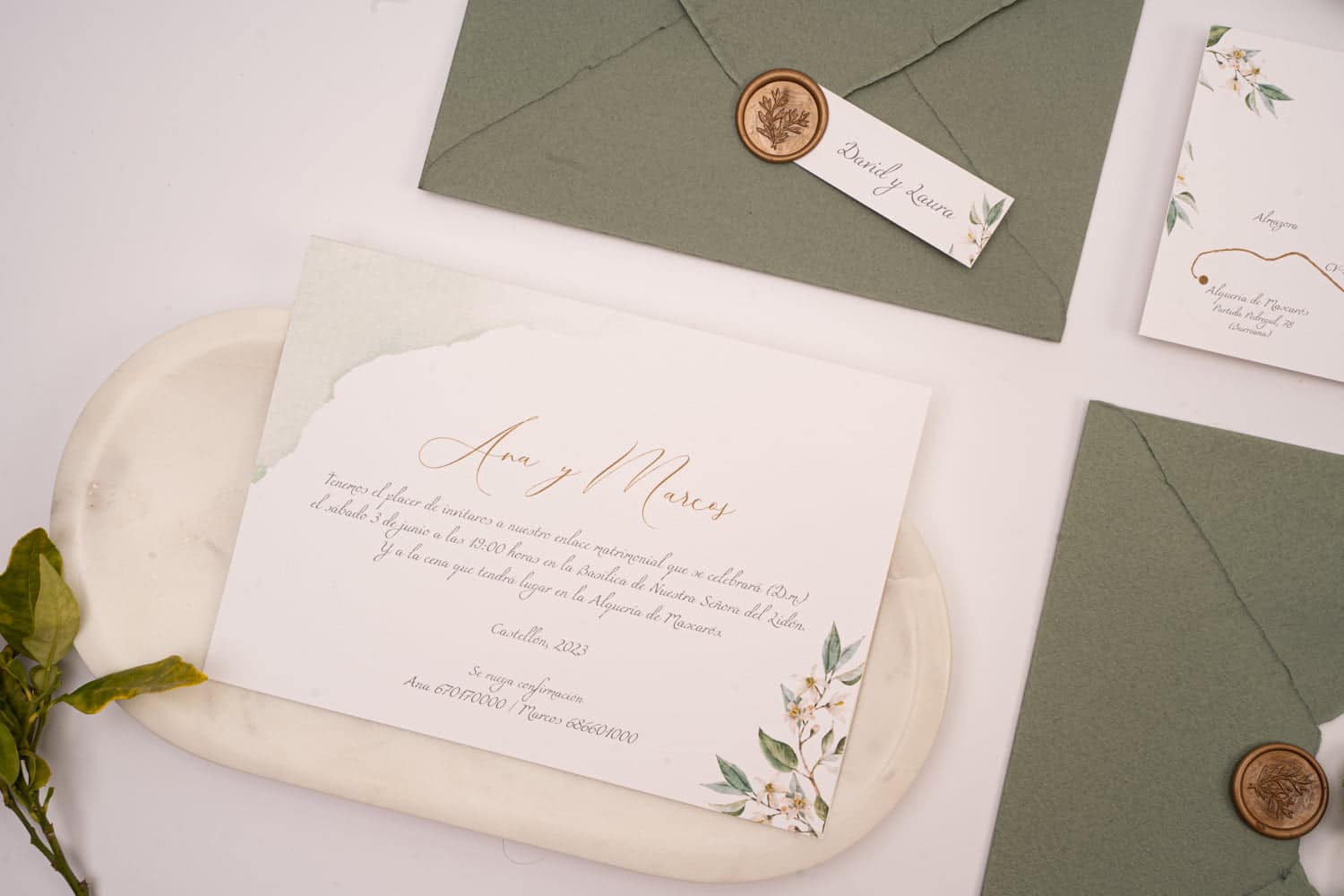diseño de papelería de boda a medida en Castellón